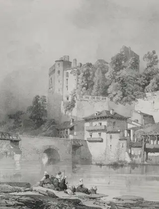 Voyages pittoresques et romantiques dans l'ancienne France.  Bretagne:  Chateau de Clisson, by Eugène Cicéri, 1845