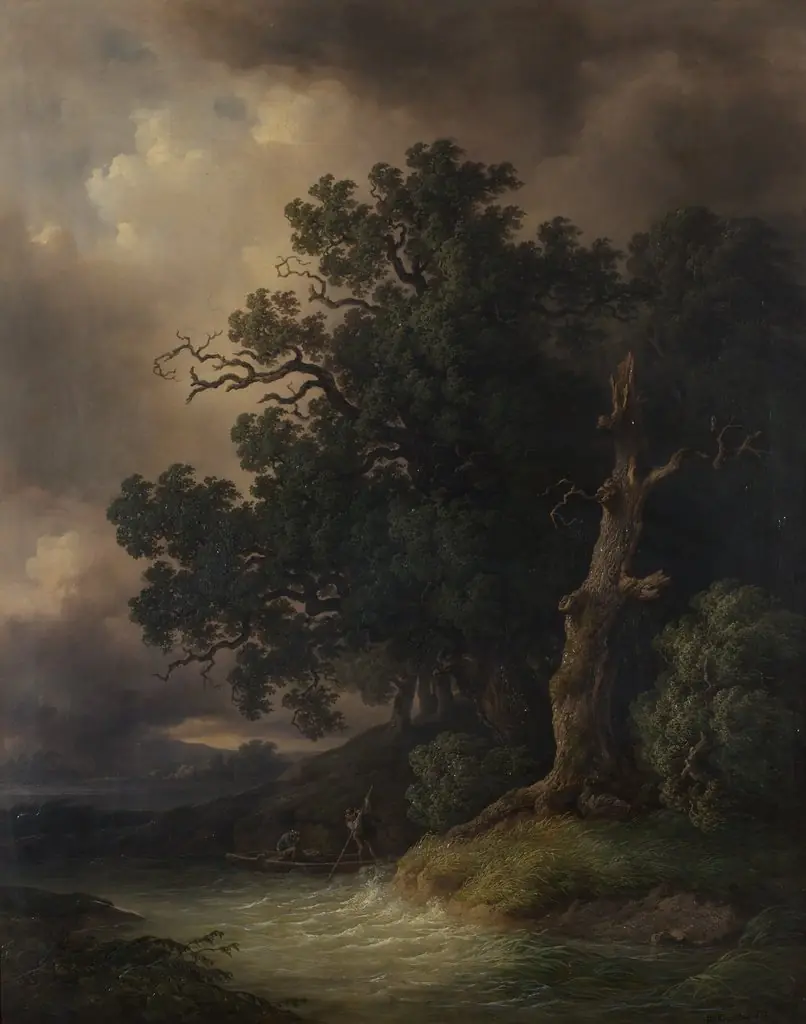 Gewitterlandschaft, by Josef Kriehuber, oil, 1856