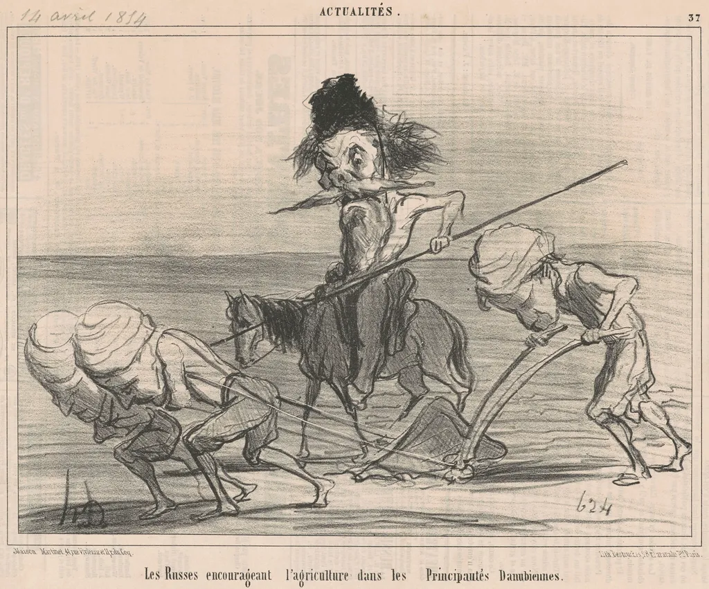 Les russes encourageant l'agriculture, by Honoré Daumier, ink, 1854