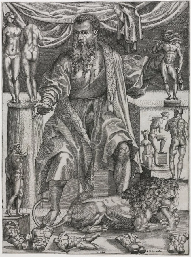 Portrait of Baccio Bandinelli with Lion, detail