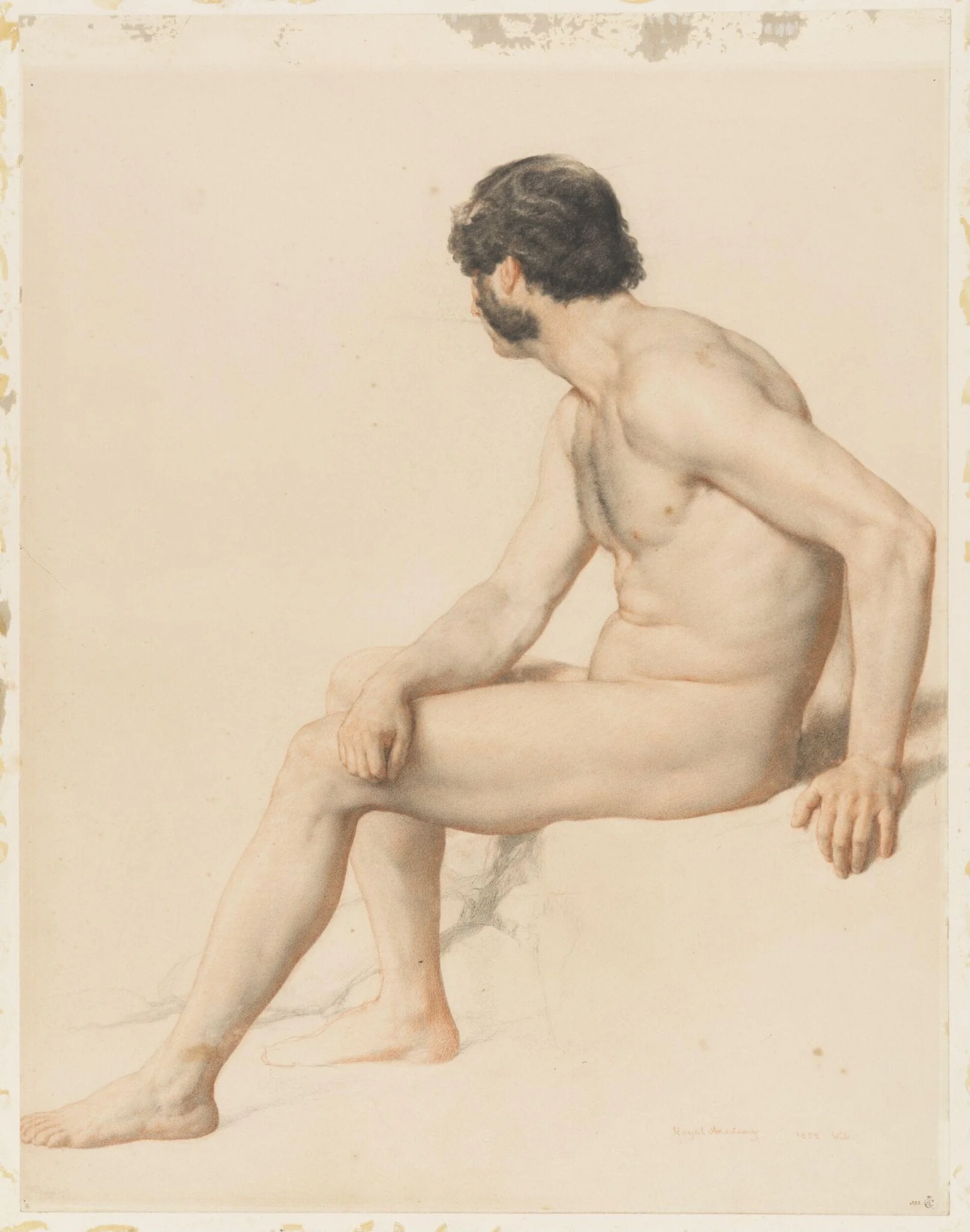 Seated Male Nude, detail