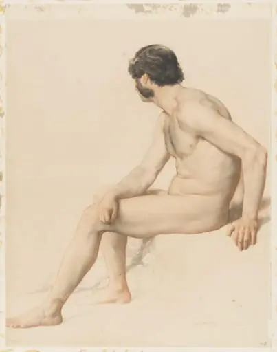 Seated Male Nude, by William Mulready, 1852