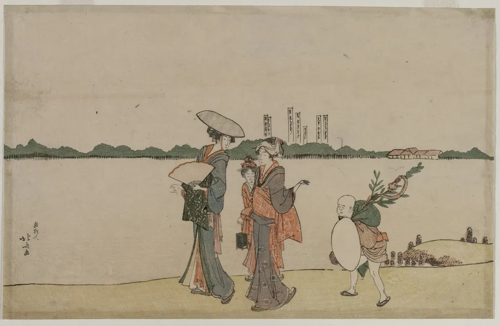 Women and Children Walking Along the Sumida River, by Katsushika Hokusai, 1804