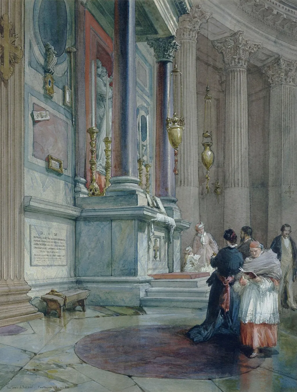The Tomb of Raphael in the Pantheon, Rome, by William Simpson, watercolor, 1878