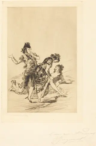 Spanish Scene (Scène espagnole), by Jules-Ferdinand Jacquemart, ink, 1863