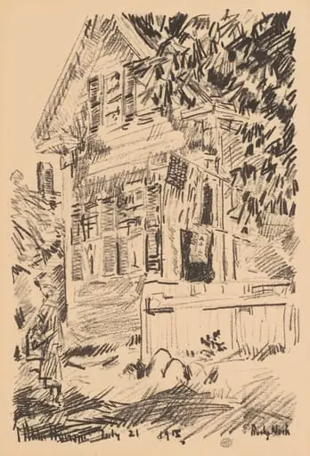 The Service Flag, by Childe Hassam, ink, 1918