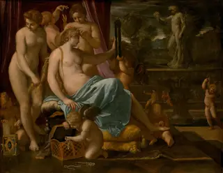 Venus Adorned by the Graces, by Annibale Carracci, oil, 1592
