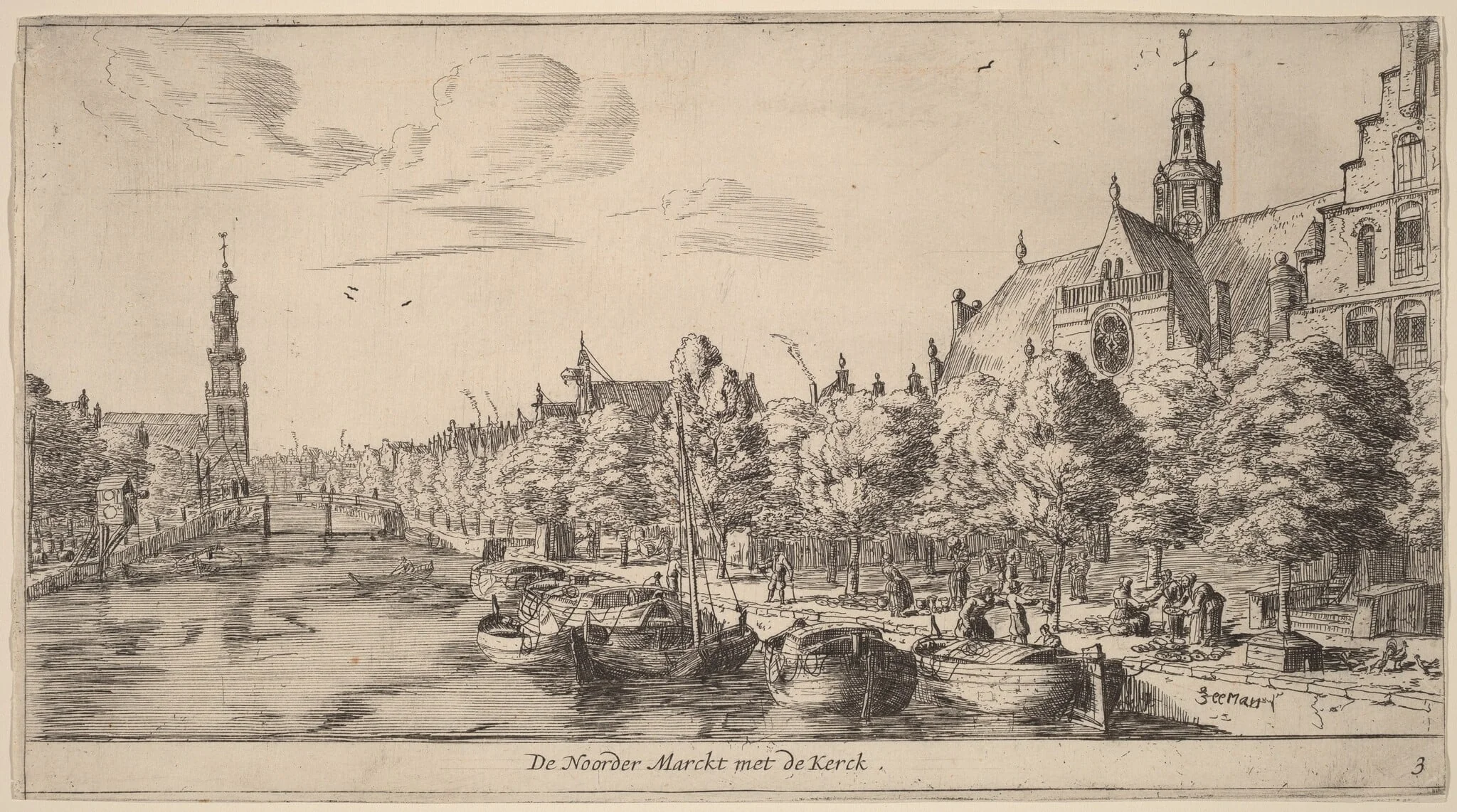 Noordenmarkt with the Noorden Kerk (De Noorder Marckt met de Kerck), detail