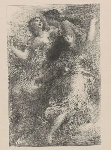 L'Or du Rhin -- Les Filles du Rhin, by Henri Fantin-Latour, ink, 1886