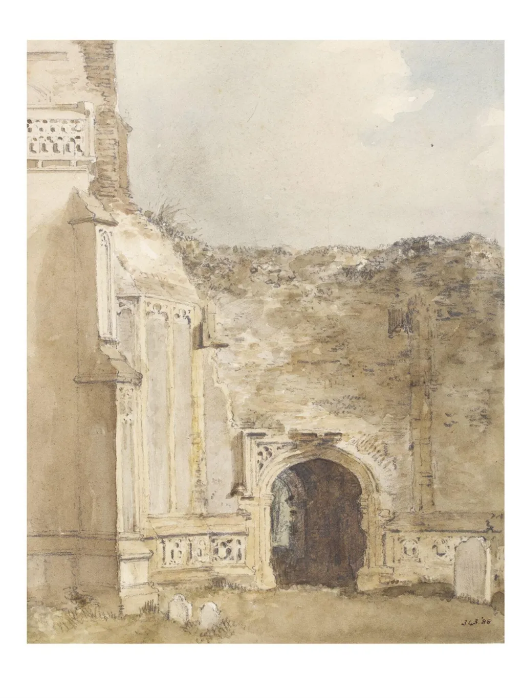 East Bergholt Church: north archway of the ruined tower, by John Constable, watercolor, 1805