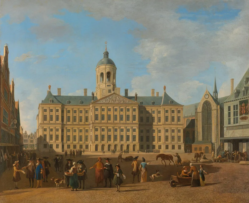 Het stadhuis op de Dam in Amsterdam, by Gerrit Adriaenszoon Berckheyde, unspecified, 1693