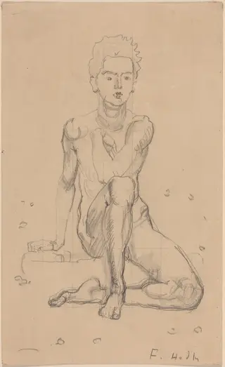 Hector Posing Nude, by Ferdinand Hodler, graphite, 1901