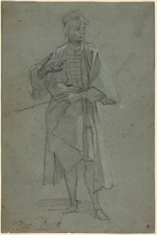 Figure of a Man [recto], by Ventura Salimbeni, chalk, 1590