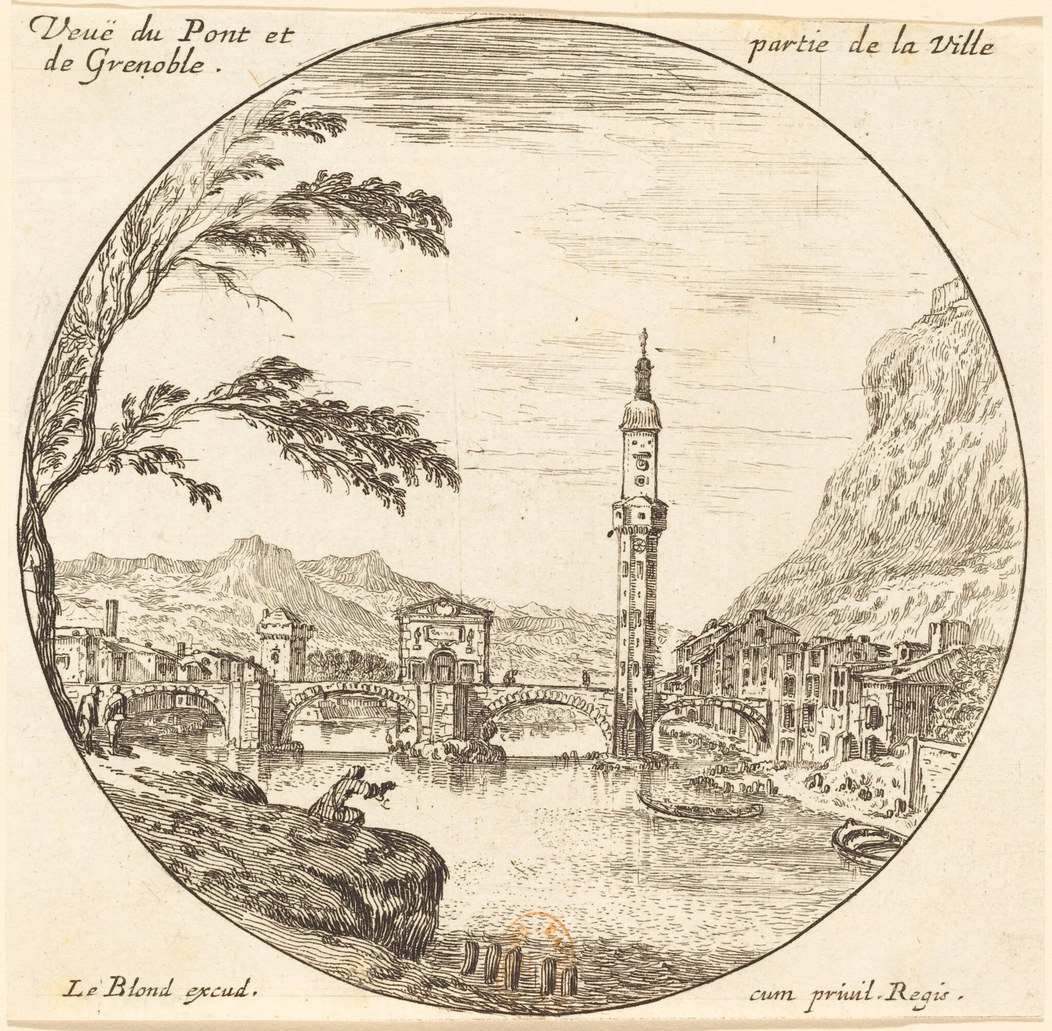 Veue de Pont et partie de la Ville de Grenoble, detail