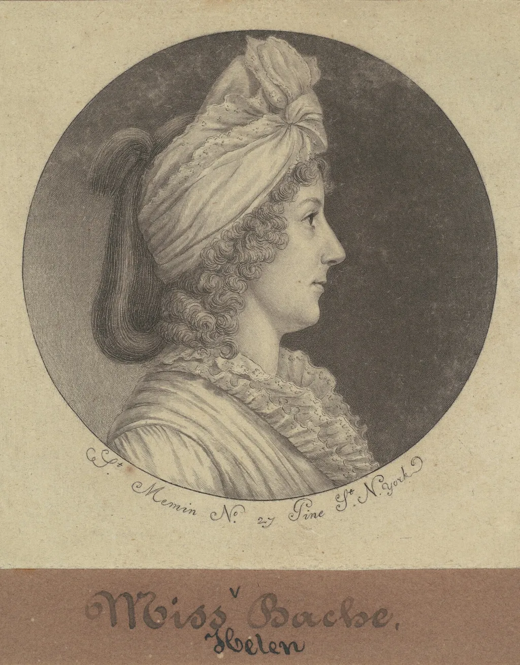 Helena Bache, by Charles B. J. Févret de Saint-Mémin, ink, 1797