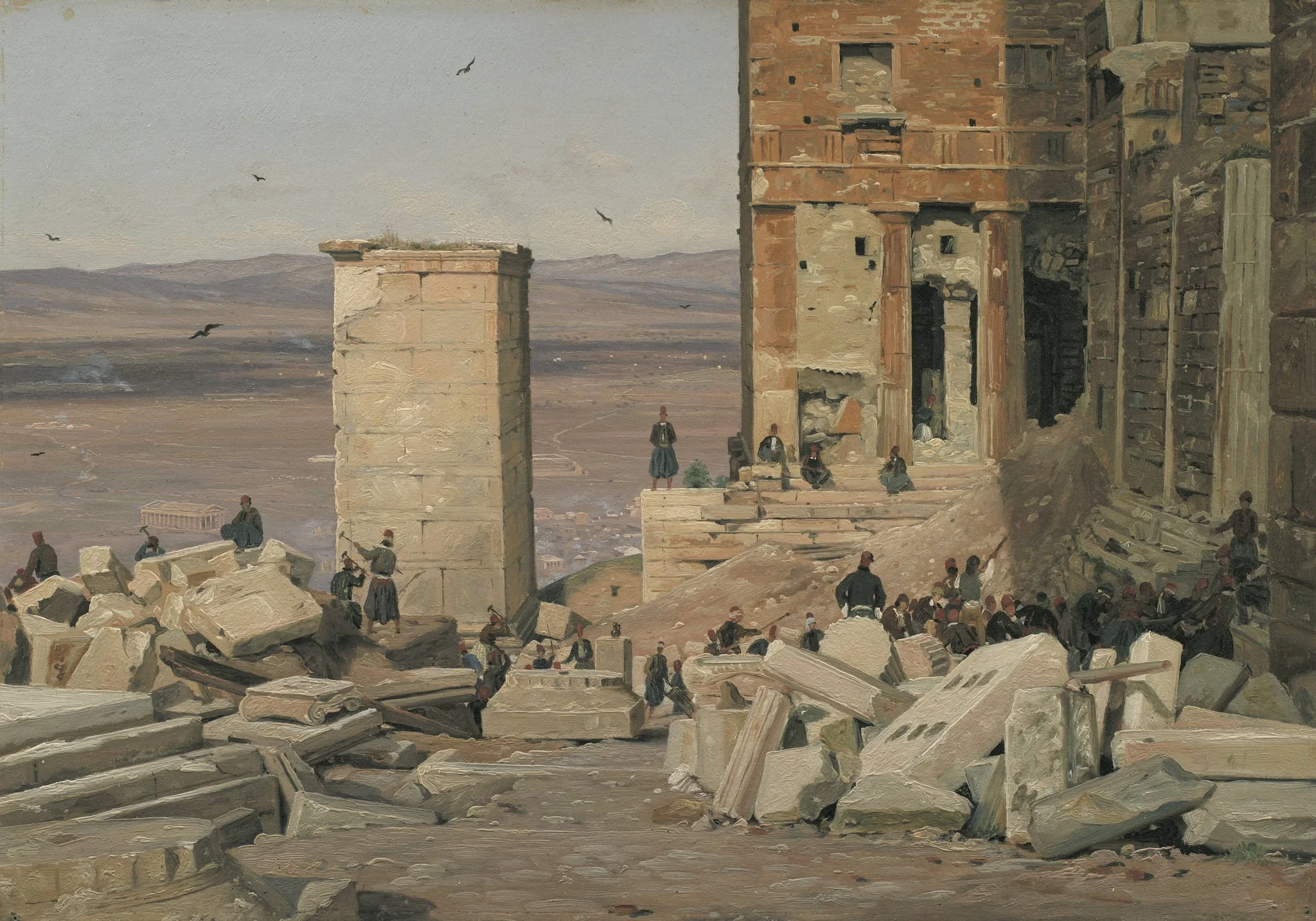 Greeks Working in the ruins of the Acropolis, detail