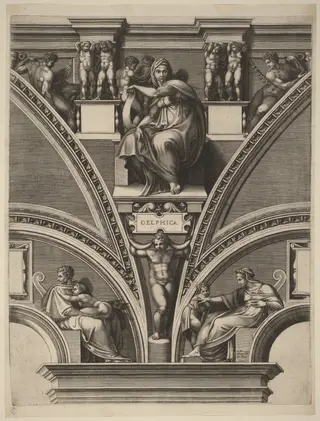 The Delphic Sibyl, by Giorgio Ghisi, ink, 1574