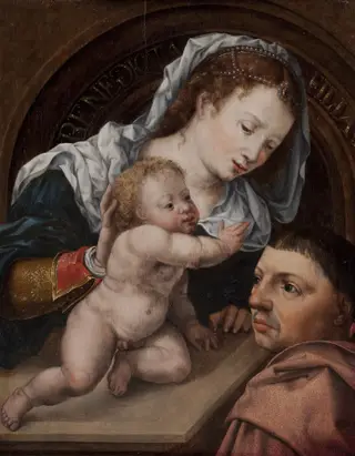 Virgin and Child with a Patron, by Jan Gossaert, oil, 1530