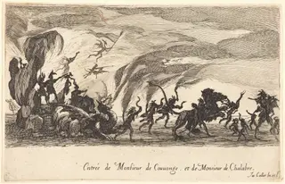 Entry of M. de Couvonge and M. de Chalabre, by Jacques Callot, ink, 1627