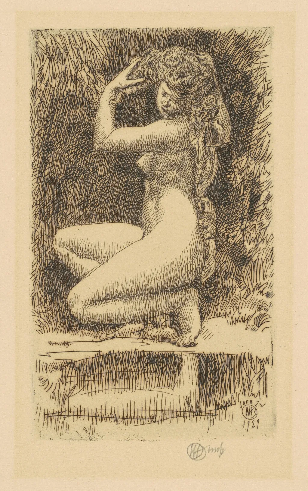 Egeria, by Childe Hassam, ink, 1927