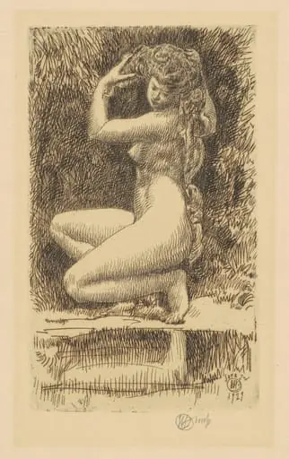 Egeria, by Childe Hassam, ink, 1927