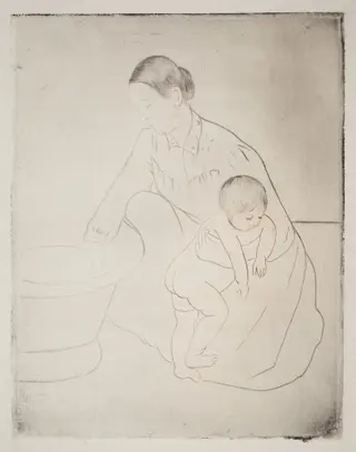 The Bath, by Mary Cassatt, ink, 1890