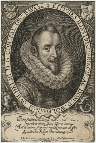 Wolfgang William, Count Palatine, by Simon van de Passe, ink, 1618