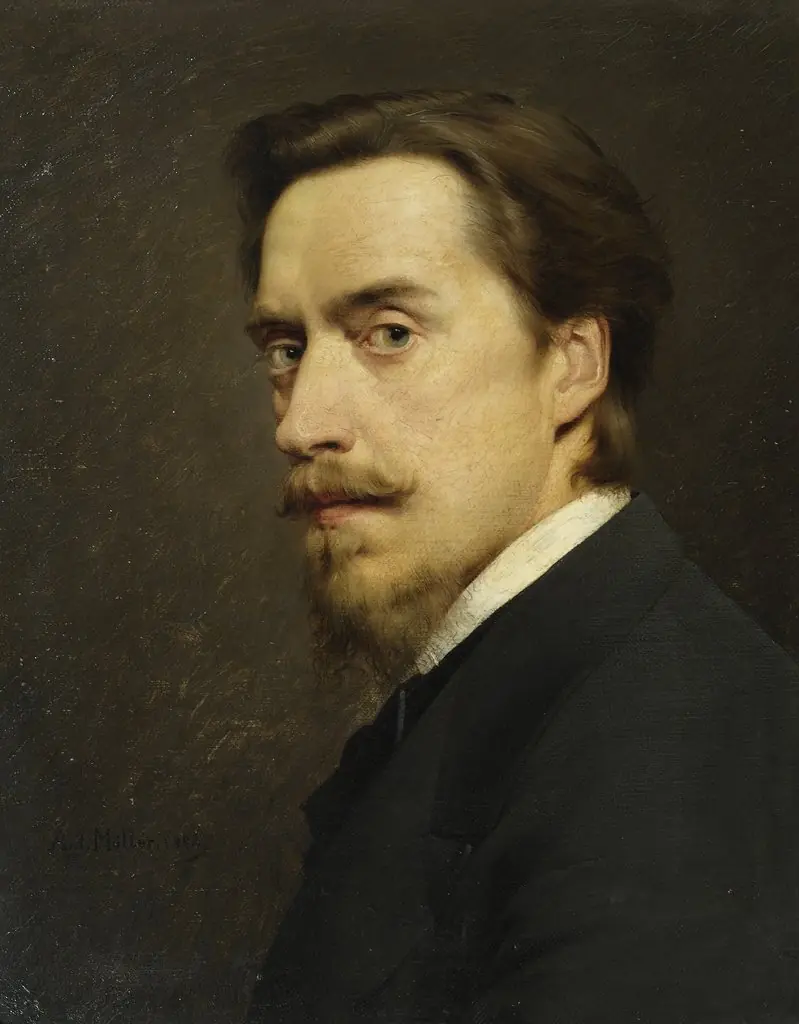 Selbstbildnis, by Anton Müller, oil, 1892