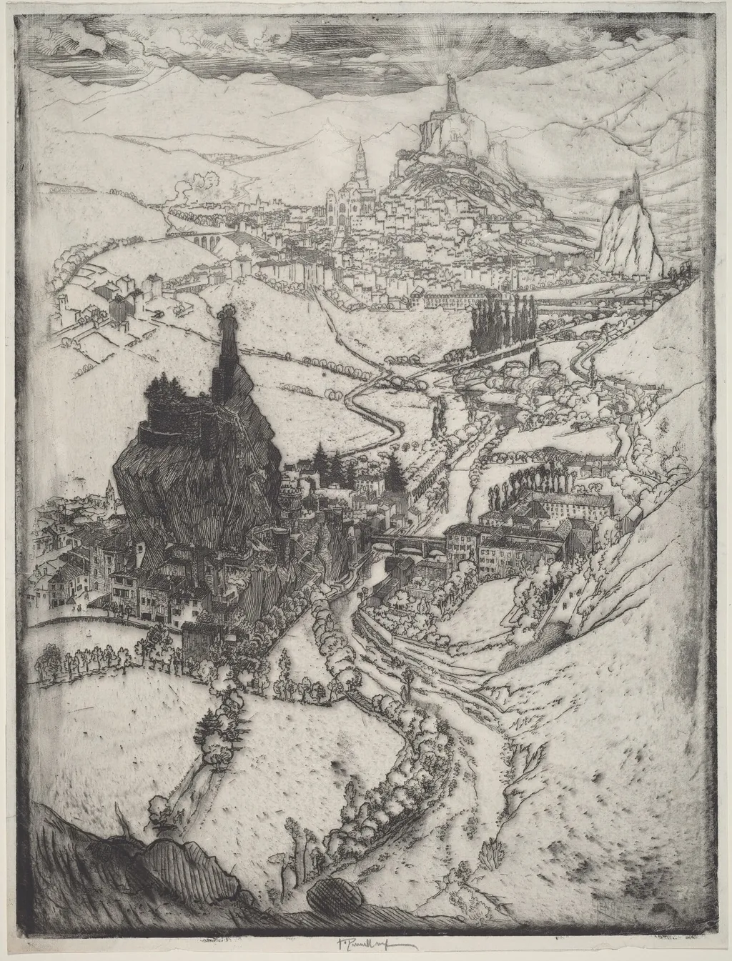 Le Puy, by Joseph Pennell, ink, 1894