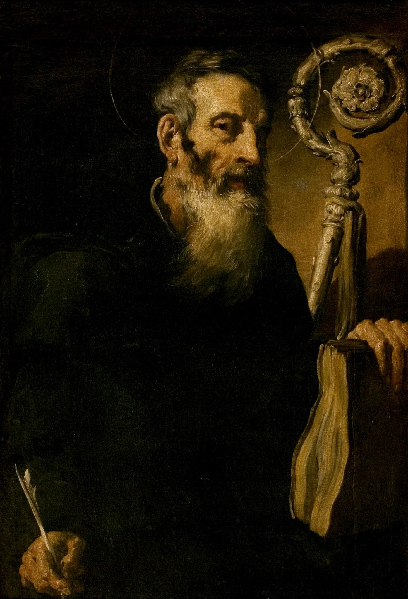 Unknown Saint Abbot (Saint Benedict?), detail
