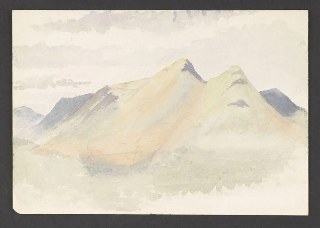 Study of mountains, possibly a view towards Catbells, by Beatrix Potter, watercolor, 1904