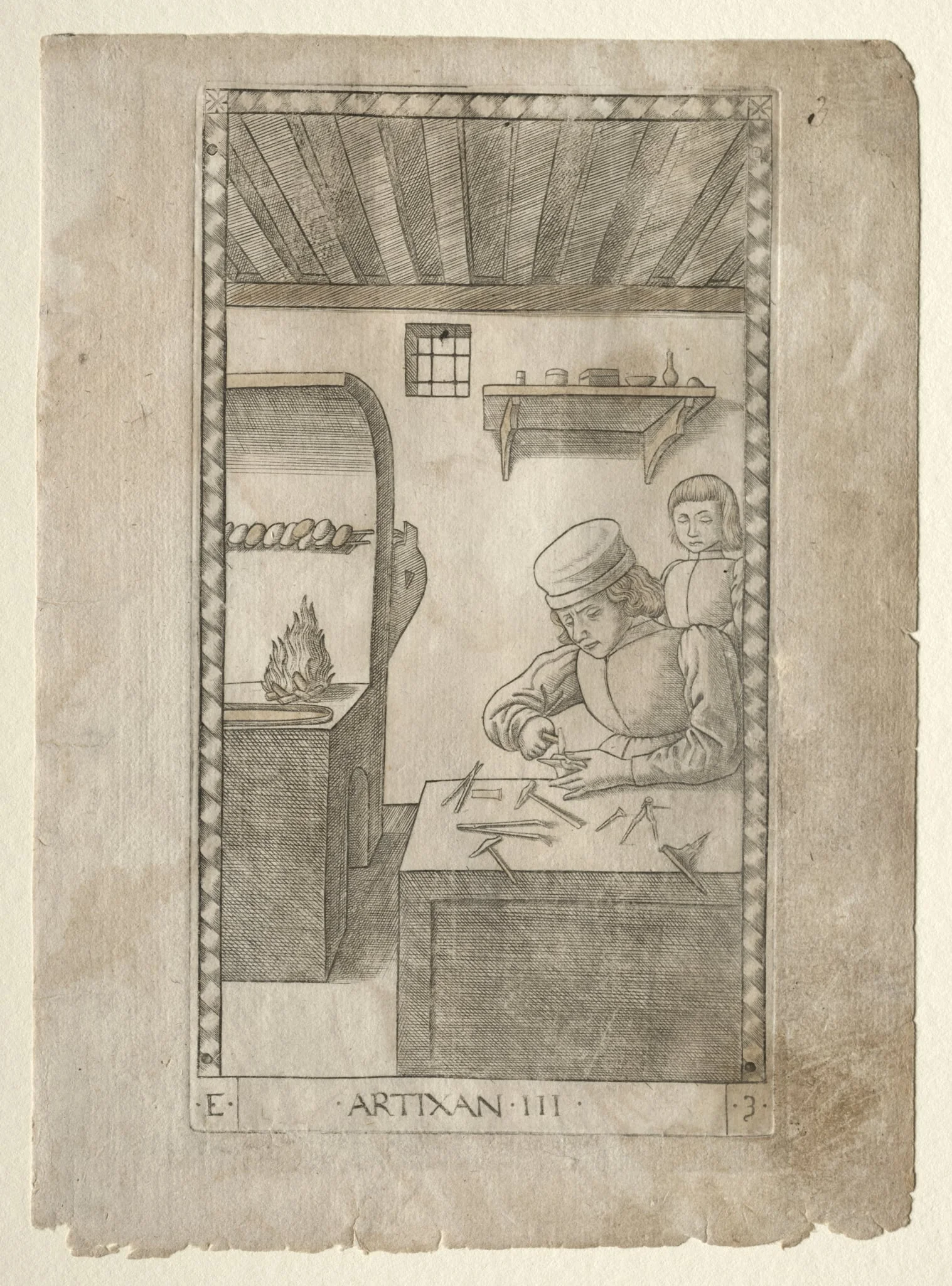 The Artisan (from the Tarocchi, series E: Conditions of Man, #3), detail
