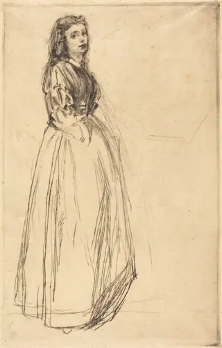 Fumette, Standing, by James McNeill Whistler, ink, 1859