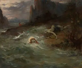 The Death of Orpheus, by Henri Leopold Levy, oil, 1870