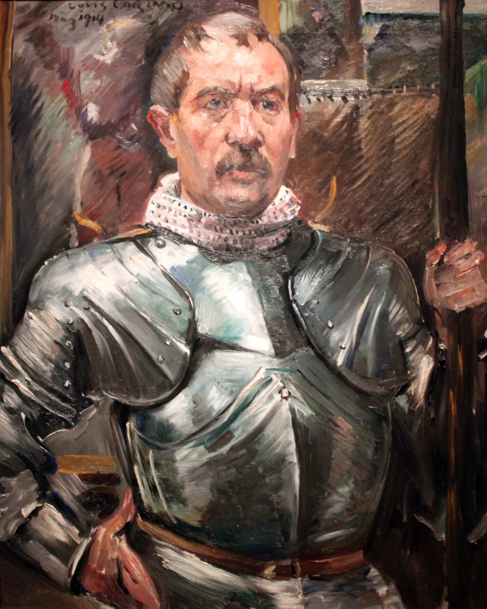 Self-portrait in armor, detail
