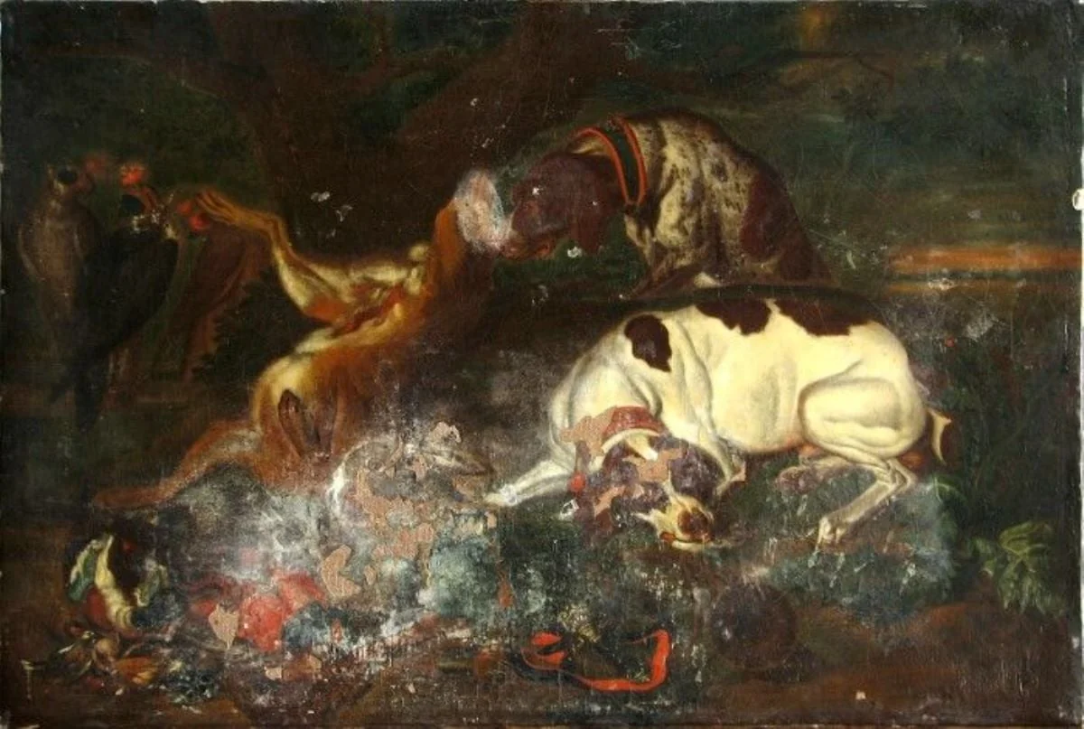 Vânat păzit de câini ; pandant: Vânat păzit de doi câini, detail