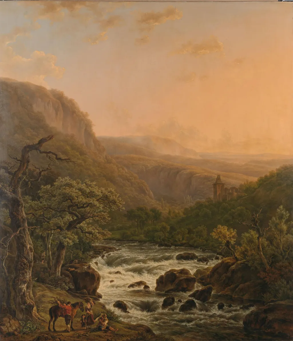River in the Ardennes at Sunset, by Henri van Assche, unspecified, 1821
