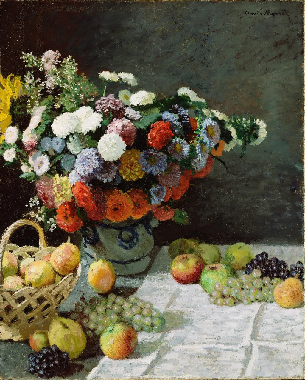 Still Life with Flowers and Fruit, by Claude Monet, oil, 1869