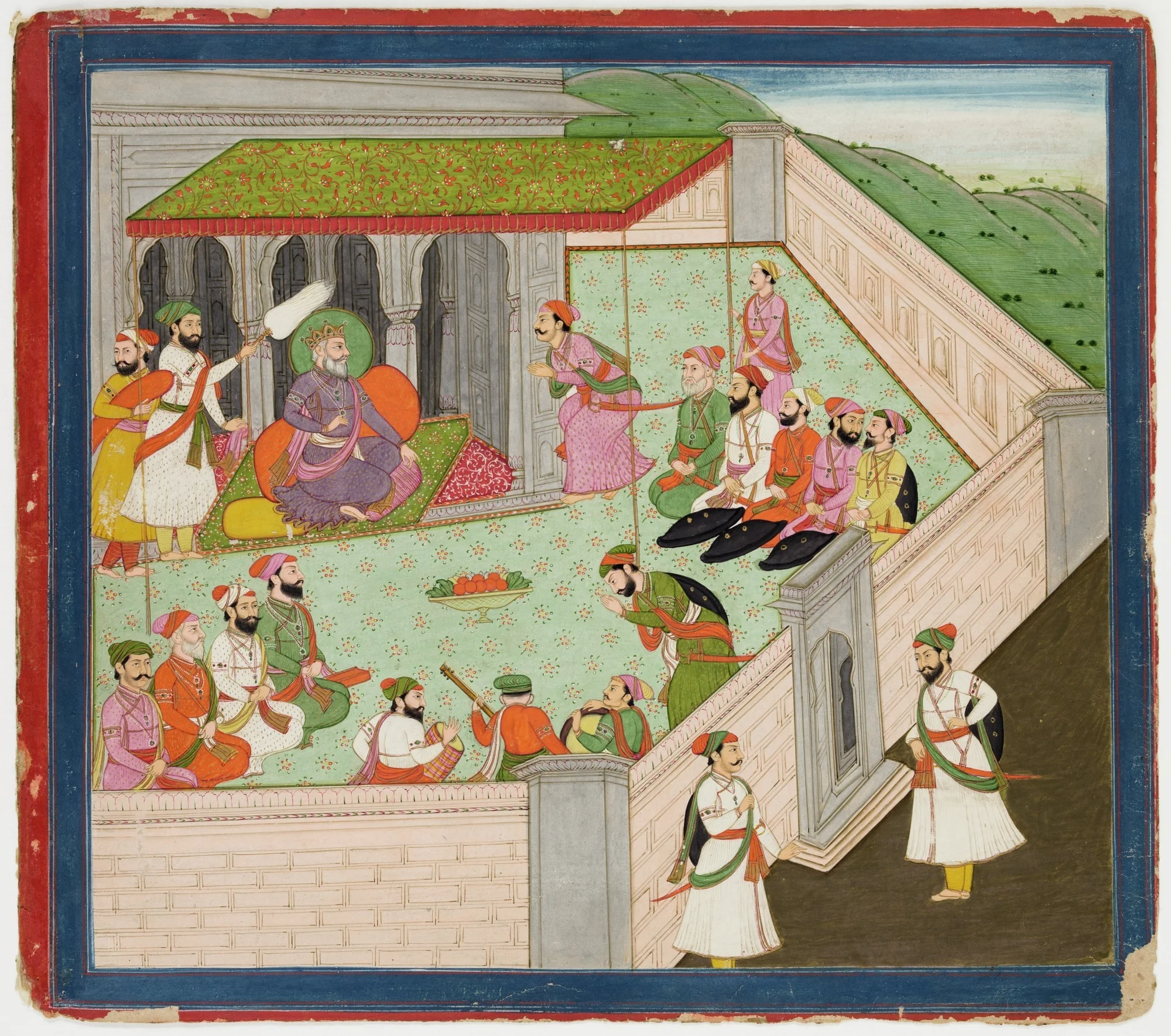 Illustrations to Life of Dhurva Maharaj: #1 Durbar of King Uttan Pad, detail