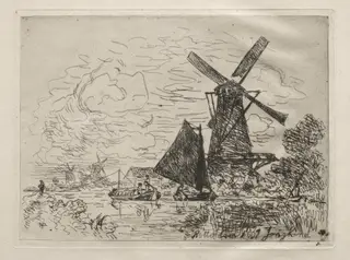 Windmills in Holland, by Johan Jongkind, 1867