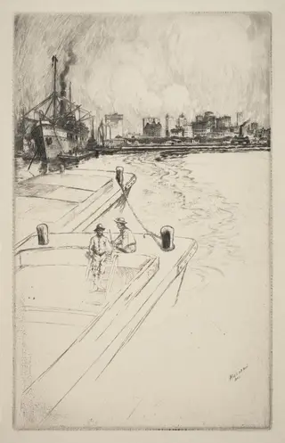 New York from the Harbor, by Charles Frederick William Mielatz, ink, 1905