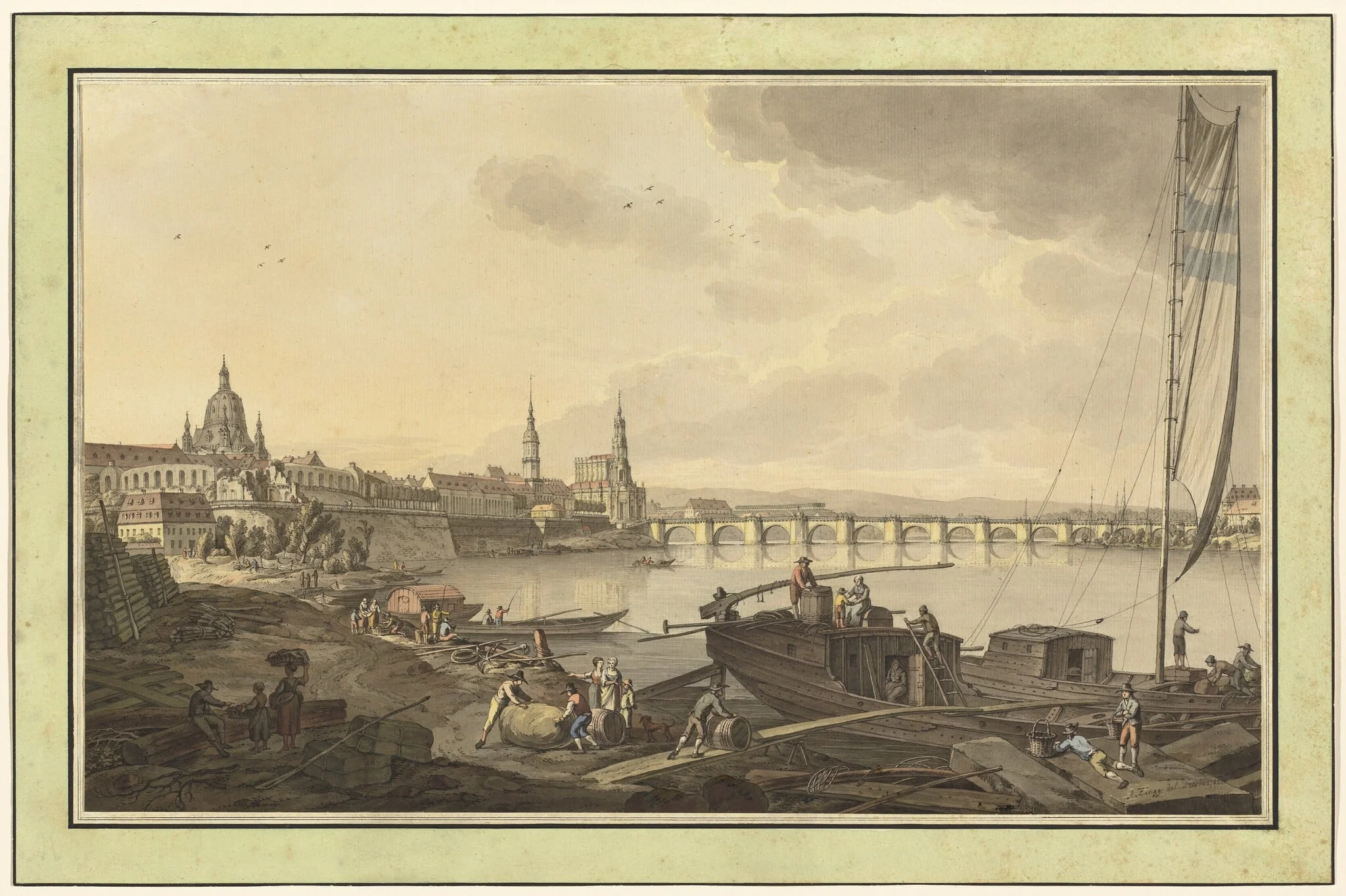 Dresden from the Banks of the Elbe River, detail