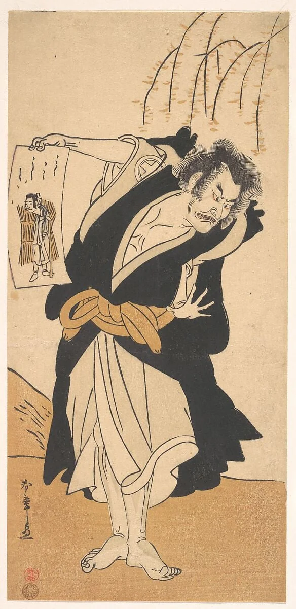 三代目大谷廣右衛門|The Third Otani Hiroemon as an Outlaw Standing Near a Willow Tree, detail
