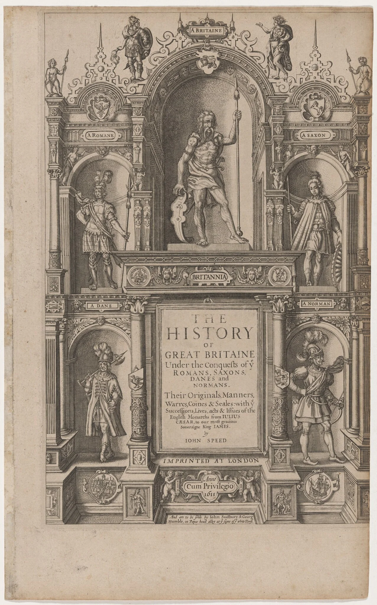 Title Page to "The History of Great Britaine" by John Speed, detail
