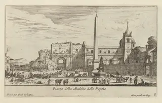 Piazza della Madono delle Popolo, by Israël Silvestre, ink, 1650