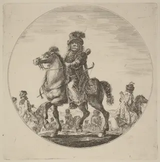 Hungarian Cavalier, by Stefano Della Bella, ink, 1637