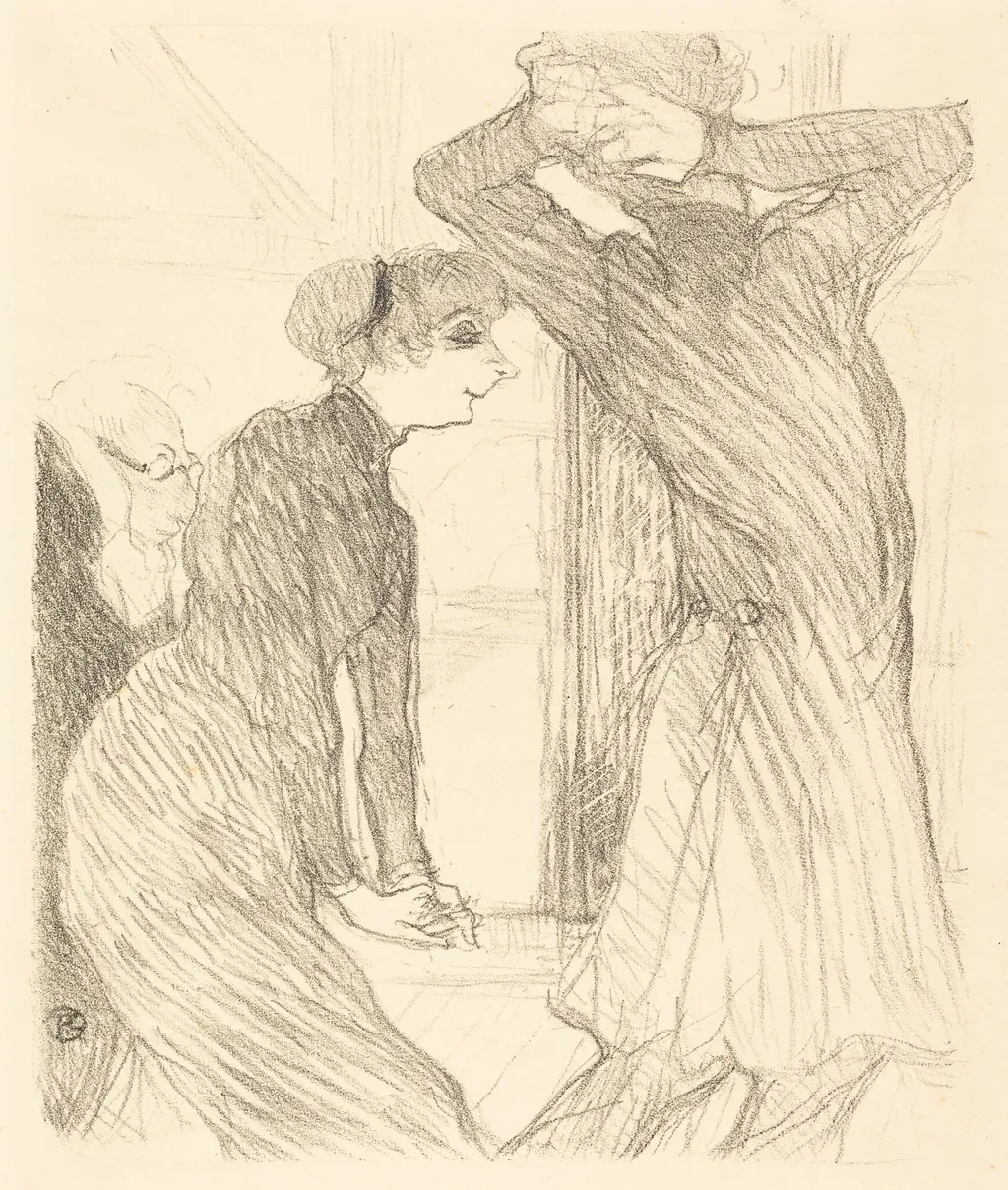 Lugne Poe and Baldy in "Au-dessus des forces humaines" (Lugne Poe et Baldy dans "Au-desses des forces humaines"), by Henri de Toulouse-Lautrec, ink, 1894