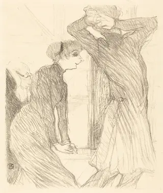 Lugne Poe and Baldy in "Au-dessus des forces humaines" (Lugne Poe et Baldy dans "Au-desses des forces humaines"), by Henri de Toulouse-Lautrec, ink, 1894