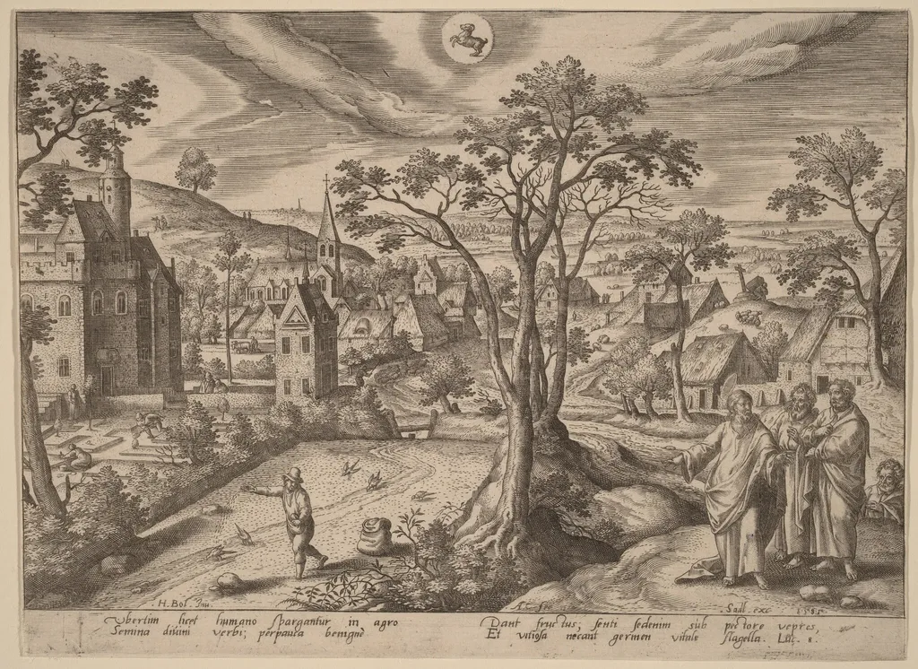 The Parable of the Sower, by Adriaen Collaert, ink, 1585