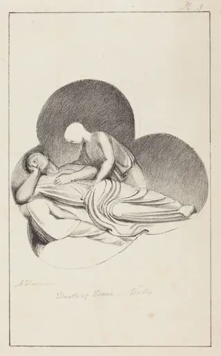 Death of Isaac, from Wells Cathedral, by Maria Denman, ink, 1829